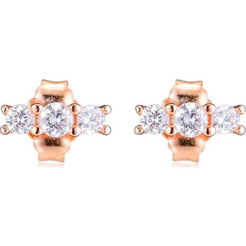 Sparkling Elegance Stud Earrings Rose Golden Jewelry Components Halloween Crystal Female Pave Stones Fashion Earrings for Women