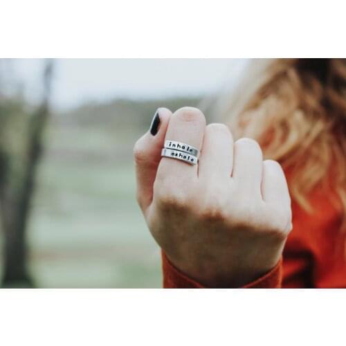 Inhale Exhale Ring Namaste Jewelry Yoga Gift Meaningful Inspiration Jewelry for Women YLQ7111
