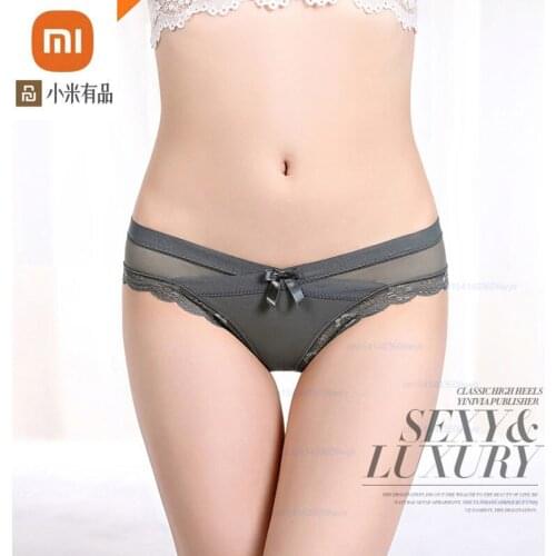 Xiaomi 3pcs Women Lace Underwear Panties Breathable Briefs for Cotton Crotch Low Waist Transparent Intimates Seamless Panty