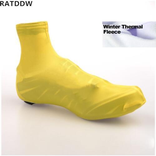 1 pair Fleece Thermal Warm Cycling Shoe Covers Yellow Man Woman Overshoes Road Bicycle Bike MTB Winter Cycling Shoe Cover