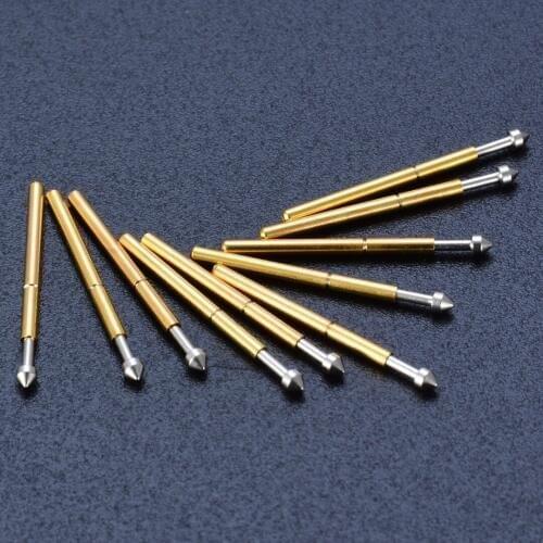 100pcs Spring Test Probe Gold Plated Pogo Pin P75-E2 1.3mm Conical Head 1.0mm Thimble Test Tools For Power Tool