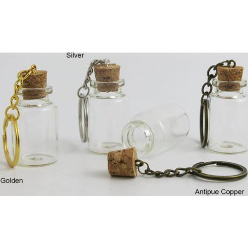 12pcs 10ml 10cc Small Clear Transparent Glass Cork Bottle Key Chain Pendants Wishing Vial For Bracelet Gift 2540
