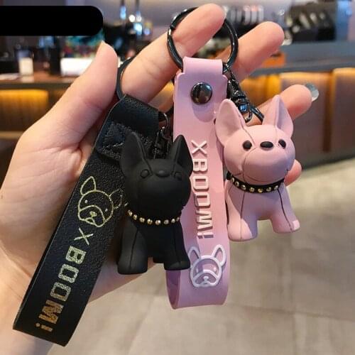 2021Cartoon Puppy Keychain Female Cute Bulldog Key Chain Car Key Pendant Bag Ornament Keychain Charms Cute Wristlet Keychain