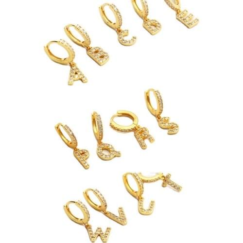 26 Initial Name Letter Pendant Earring for Women DIY Custom Jewelry Gift Gold Steel Color New