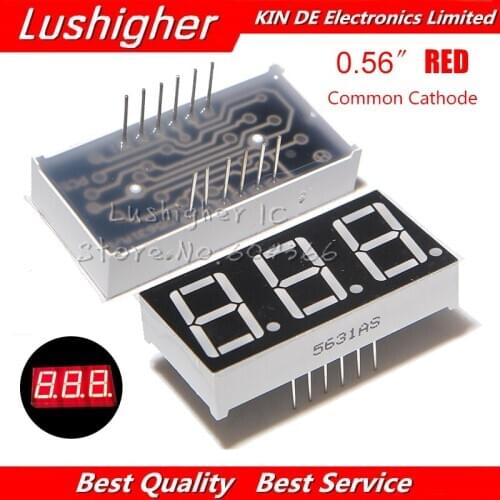 5pcs Digital Tube Segment Common Cathode Red 3 Bit Digital Tube 0.56 Inch Red LED Display HSN-5631AS