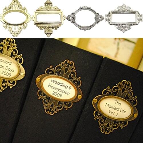 5pcs/Set Retro Furniture Cabinet Drawer Box Case Iron Metal Tag Label Pull Frame Handle File Name Card Holder Decorative