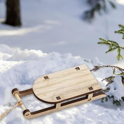 5Pcs Santa Sleigh Rustic Table Decor Wood Fine Workmanship Christmas Sleigh Figurine for Home Christmas decoration