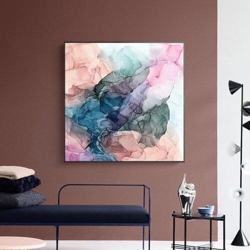 Abstract Oil Painting Posters and Prints Wall Art Canvas Painting Abstract Color Cloud Decorative Pictures for Living Room Decor