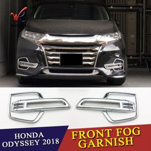 Car Auto Cover Styling For 2018 Honda Odyssey RC1 RC2 Japanese Edition ABS Chrome Front Head Fog Lamp Light Trim