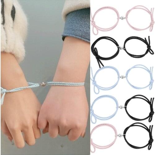 2PCS Magnet Attracts Couples Braided Bracelets Students Good Friends Couples Sisters Hand Rope Fashion Creative Bracelet Jewelry