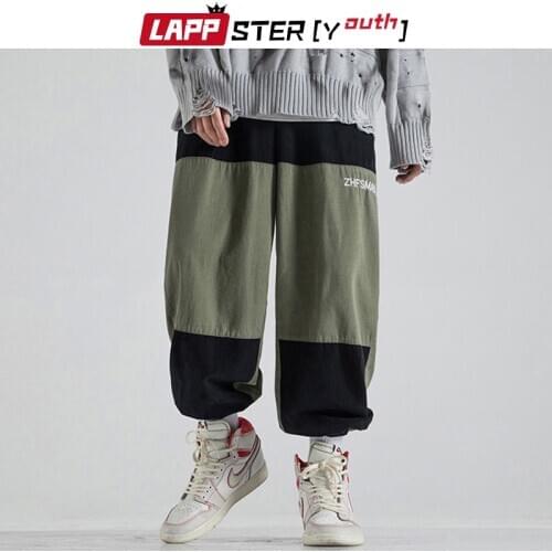 LAPPSTER-Youth Men Japanese Harajuku Cargo Pants 2021 Mens Fashions Patchwork Streetwear Joggers Male Spring Casual Trousers 5XL