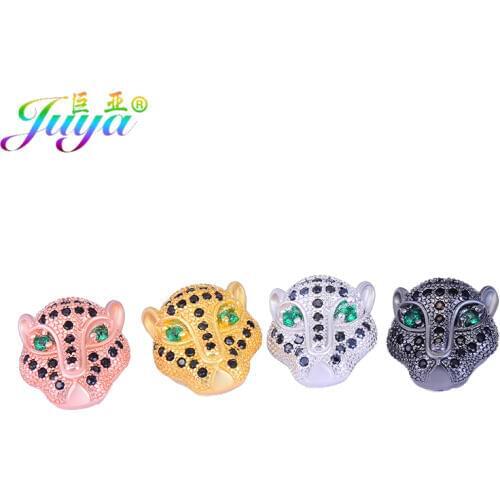 Juya 10pcs Wholesale DIY Beading Jewelry Leopard Panther Heads Beads For Natural Stones Beaded Bracelet Necklace Jewelry Making