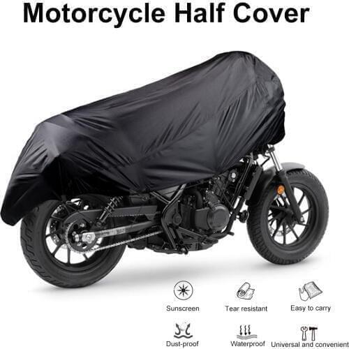 Travel Ready Motorcycle Half Cover 210T Universal Lightweight Half Cover Outdoor Waterproof Rain Dust UV Protector for Motorcycl