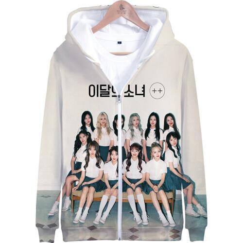 Kpop LOONA Hoodies Casual Clothing Fashion Harajuku Zipper Hoodie Sweatshirt Men/Women Hip Hop Plus Size Jacket Coat Clothes
