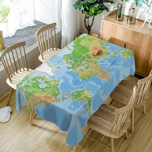 Map Tablecloth Home Decor World Map Country State Earth Mountain Ocean Land Table Covers