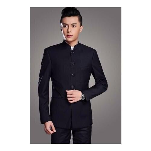 Stand Collar Chinese Tunic Men Suit Set Latest Coat Pant Designs Suits Groom Costume Made Plus Size (Jacket+Pant) New Arrival