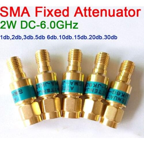 DYKB 2W SMA coaxial fixed attenuator DC 0-6GHz 1DB 2DB 3DB 5DB 6DB 10DB 15DB 20DB 30DB for power meter Spectrum Analyzer Radio