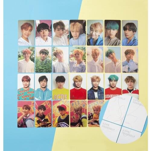 KPOP Bangtan Boys LOVE YOURSELF Her Same Photo Cards Backs With Shiny Lines LOMO Cards LY Premium Photos