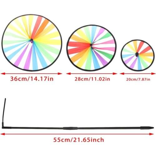 Colorful Rainbow Triple Wheel Wind Spinner Windmill Garden Yard Outdoor Decor