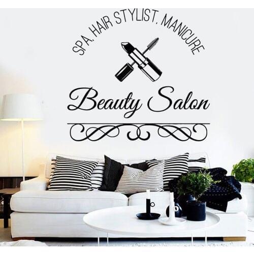Beauty Hair Salon Manicure Cosmetic Eyelashes wall stickers for Reception room Vinyl Sticker Beauty Salon Art wall decars G161
