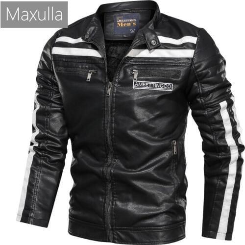 Maxulla Mens Leather Jackets spring Mens Faux Leather stand collar Coats Casual Motorcycle PU Jacket Male Jackets Clothing