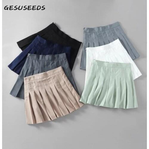 Summer High Waisted Skirt Vintage Skirts Sexy Mini Skirt Women Preppy Style Pleated Skirts Korean Casual Tennis Skirt White 2021