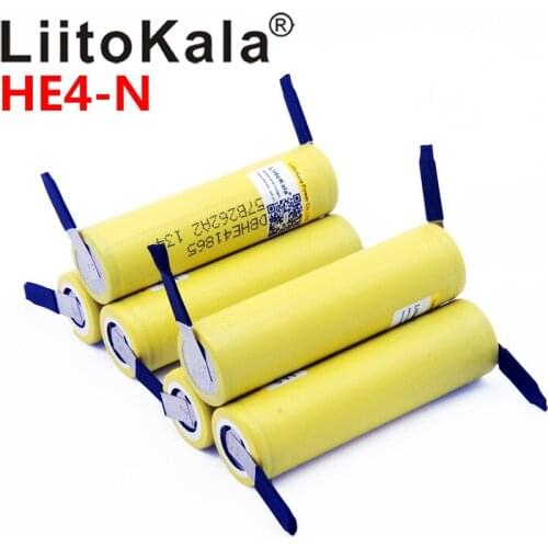 LiitoKala HE4 18650 2500mAh Li-ion Battery 18650 3.7V Power Rechargeable batteries Max 20A,35A discharge + Nickel sheet