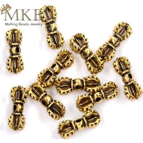 20pcs/lot Metal Charm Beads 7*15mm Golds Plated Tibetan Beads For Jewelry Making Wholesale Jewellery Findings