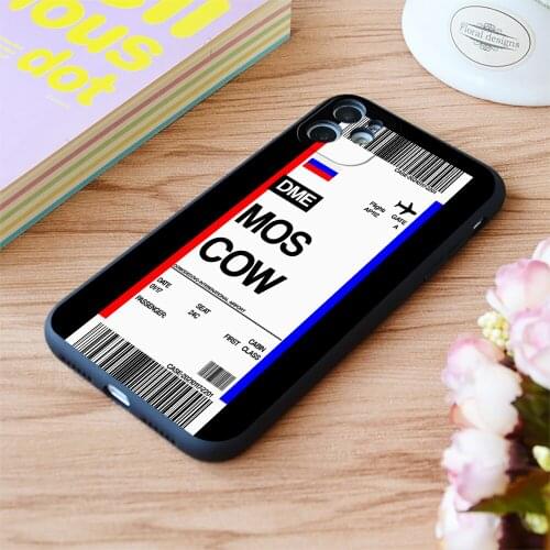 For Iphone Domodedovo Boarding Pass Flight Ticket Print Soft Matt Apple iPhone Case 6 7 8 11 12 Plus Pro X XR XS MAX SE