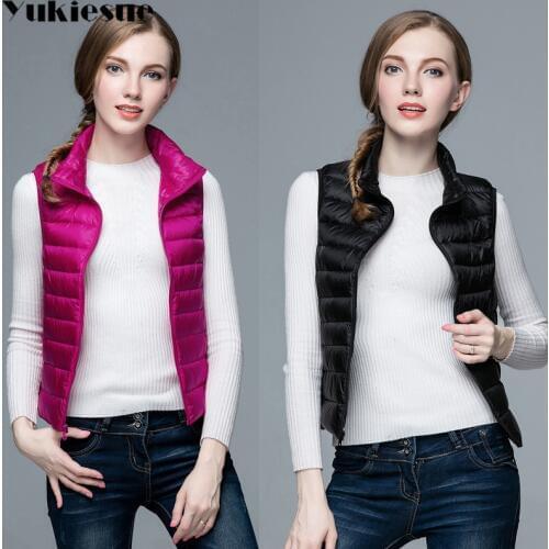 2018 New Women 90% White Duck Down Vest Womens Ultra Light Duck Down Vest Jacket Autumn Winter female jackets Sleeveless Coat