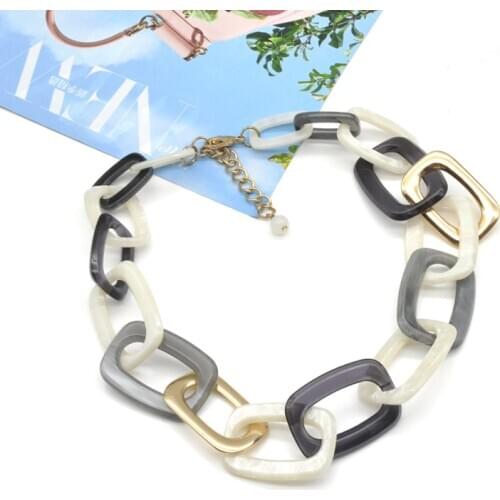 Punk Acrylic Chunky Chain Choker Necklace Collar For Women 2020 Statement Geometric Square Hoop Necklace Fashion Jewelry