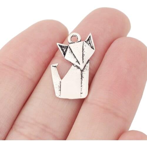 30 x Tibetan Silver Origami Fox Shaped Charms Pendants for DIY Earring Necklace Bracelet Jewelry Making Accessories 22x13mm