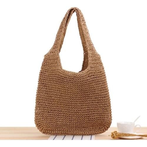 Casual Straw Women Shoulder Bags Rattan Handbags Wicker Woven Summer Beach Bag Lady Large Capacity Tote Female Bali Purses 2021