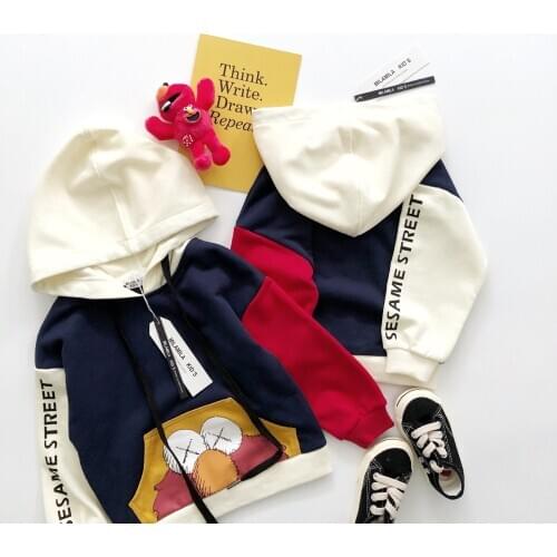 Tonytaobaby Spring New Boys and Girls with Hats Cotton Cartoon Clothing Color Clothing Boys Hoodies