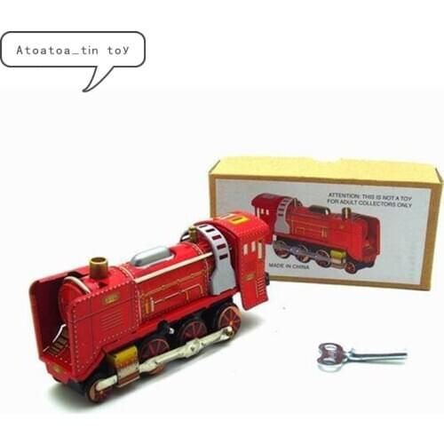 Vintage Retro railway engine Tin toy Classic Clockwork Wind Up Collection Train Tin Toy For Adult Kids Collectible Gift