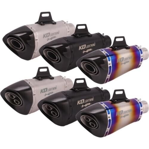 Dual-outlet 51mm Motorcycle Exhaust Muffler Pipe Universal for Dirt Bike Scooter Rear Escapes with DB Killer Carbon Fiber end