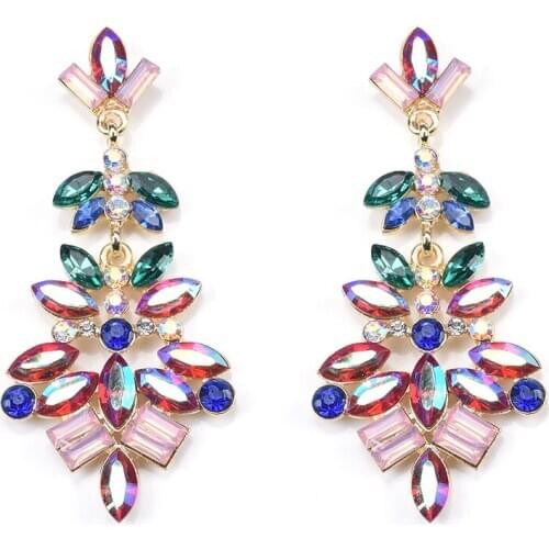 2020 Fashion Luxury Crystal Leaf Big Drop Earrings Women Vintage Long Earrings Jewelry Accessories For Women Party