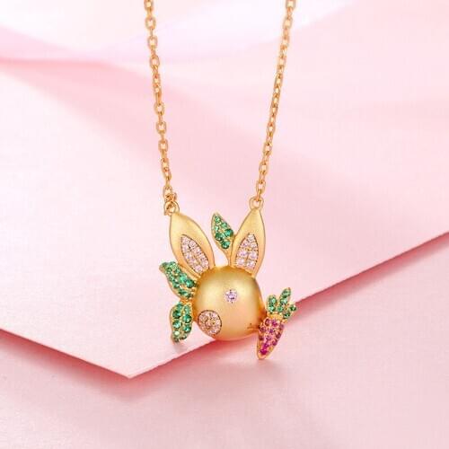S925 Sterling Silver Rabbit Womens Necklace
