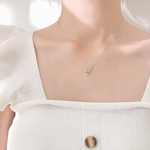 Korean Women Necklace Sweet Girls Diamond Crown Pendant Necklaces Ladies Trendy Neck Clavicle Chain Jewelry Accessories Collier
