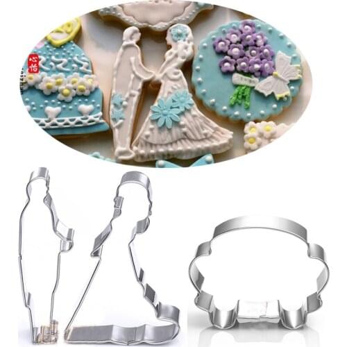 1pcs bride and groom floats wedding cookie cutters Fondant Cake Tool Pastry Sandwich gateau cortador de galletas patisserie