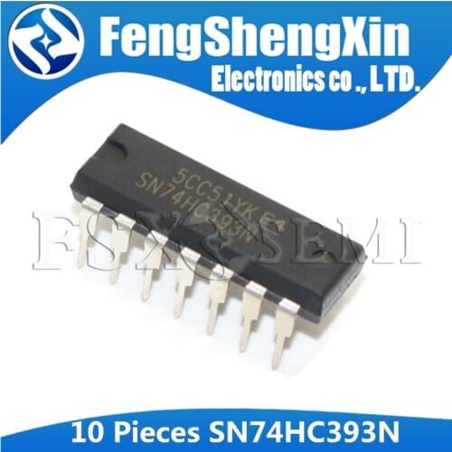 10PCS SN74HC393N DIP14 SN74HC393 DIP 74HC393N 74HC393 HD74HC393AP 74HC393AP DIP-14 DUAL 4-BIT BINARY COUNTERS IC