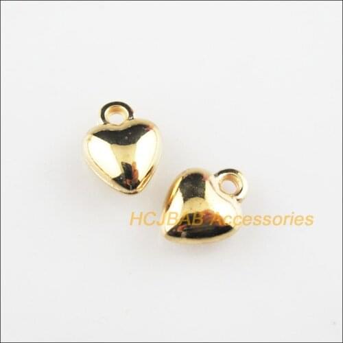 New 120Pcs KC Gold Color Smooth Tiny Heart Acrylic Charms Pendants 8x10mm