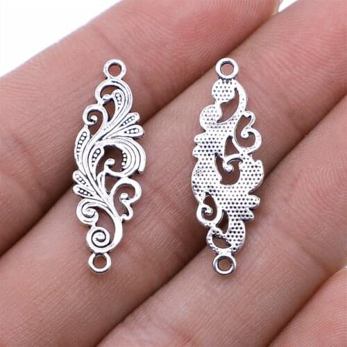 20pcs Flower Clouds Connector Charms DIY Alloy Jewelry Findings Antique Silver Color 30x10mm