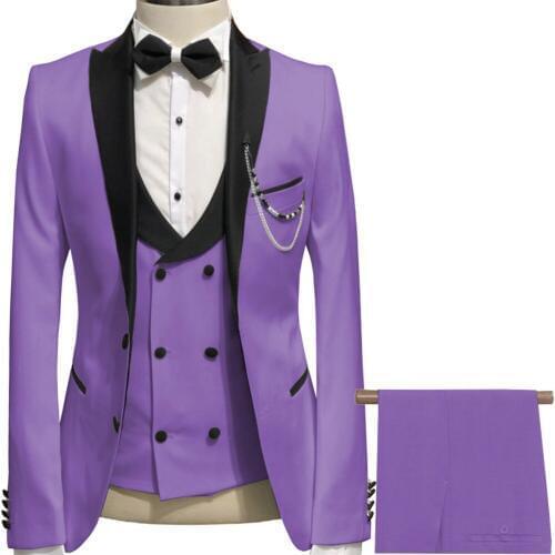 2019 Latest Coat Pant Designs Light Purple Linen Wedding Suits for Men Terno Slim Fit Groom Custom 3 Piece Tuxedo Suit Best Man