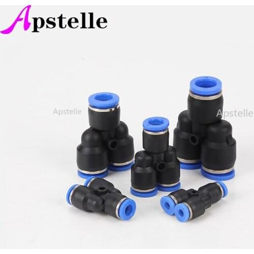 3 Way Port Y Shape Air Pneumatic 12mm 8mm 10mm 6mm 4mm OD Hose Tube Push in Gas Plastic Pipe Fitting Connectors Quick Fittings