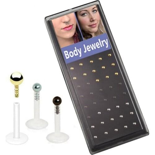 40Pcs Bioplast Flexible Labret Lip Ring Piercing Stud Retainer Jewelry Stud 16 Gauge