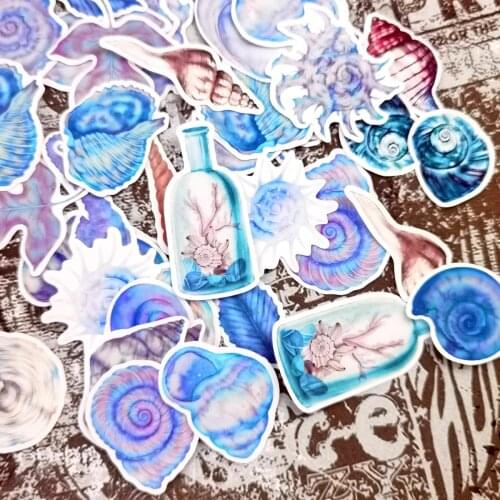 46pcs Kawaii Sea Shell Sticker Decoracion Cute Diary Seashell Stickers Journal Scrapbooking Stationery adesivos Supplies