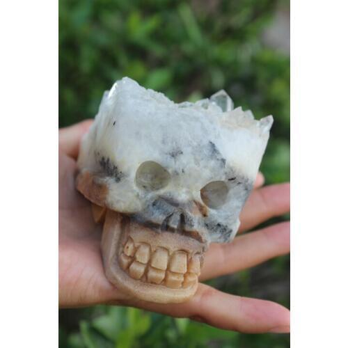 490 g Tibets natural clear quartz crystal skull specimen A3