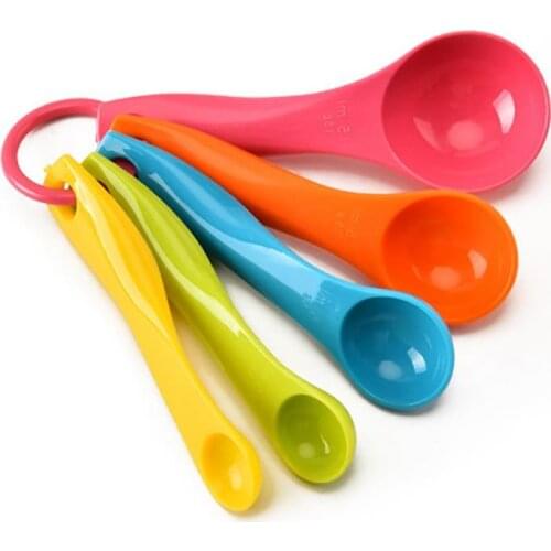 5Pcs/Set Lovely Colorful Plastic Measuring Cups Measure Spoon Kitchen Tool Kids Spoons Measuring Set Tools For Baking Coffee Tea