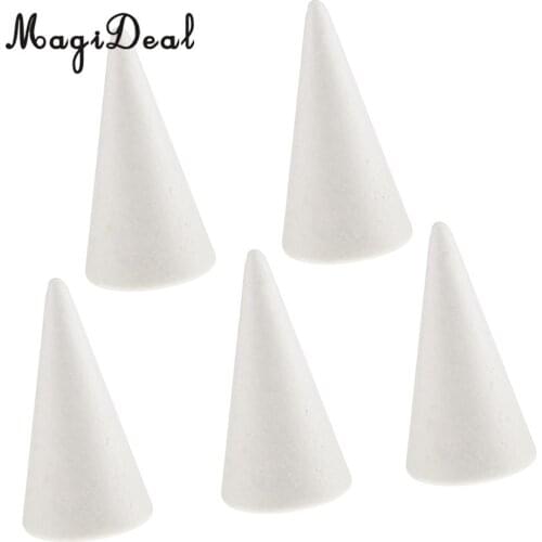 5 Pieces Cone Shaped Styrofoam Foam Ornaments for Handmade DIY Modelling Crafts High Density Smooth Surface